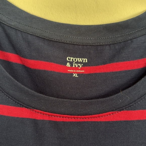 Crown & Ivy Navy Blue and Red Sleeveless Tiered Tank Top Size XL NWT - Picture 2 of 7